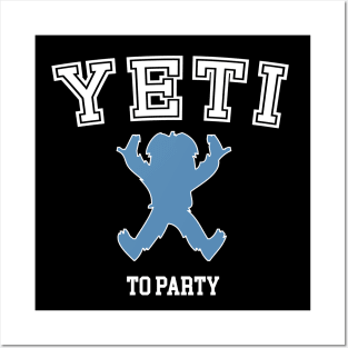 Yeti to party - Fun Vintage College Laurel Christmas Posters and Art